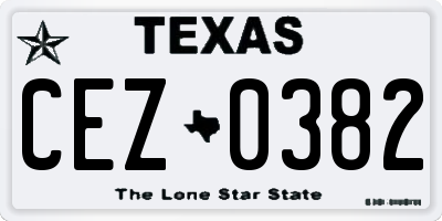 TX license plate CEZ0382