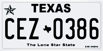 TX license plate CEZ0386