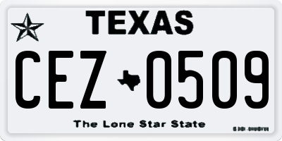TX license plate CEZ0509