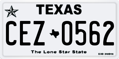 TX license plate CEZ0562