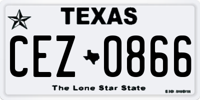 TX license plate CEZ0866