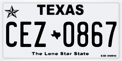 TX license plate CEZ0867