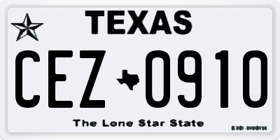 TX license plate CEZ0910