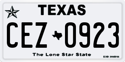 TX license plate CEZ0923