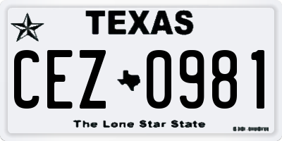 TX license plate CEZ0981