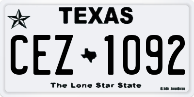 TX license plate CEZ1092