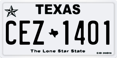TX license plate CEZ1401