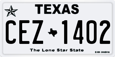 TX license plate CEZ1402