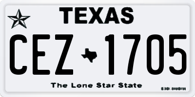 TX license plate CEZ1705