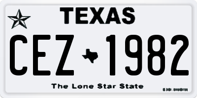 TX license plate CEZ1982