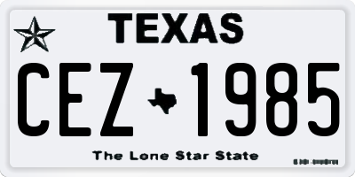 TX license plate CEZ1985