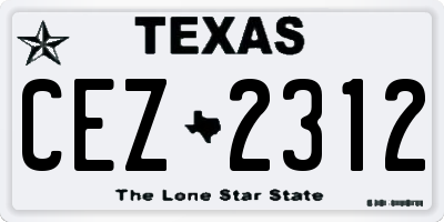 TX license plate CEZ2312
