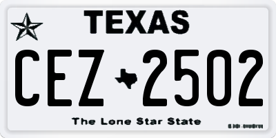 TX license plate CEZ2502
