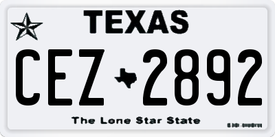 TX license plate CEZ2892