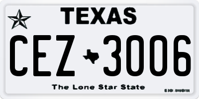 TX license plate CEZ3006