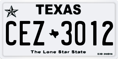 TX license plate CEZ3012
