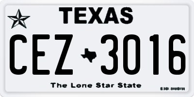TX license plate CEZ3016