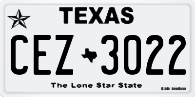 TX license plate CEZ3022