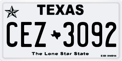 TX license plate CEZ3092
