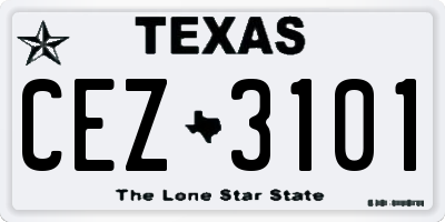 TX license plate CEZ3101