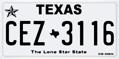 TX license plate CEZ3116
