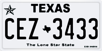 TX license plate CEZ3433
