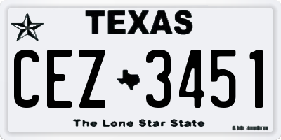 TX license plate CEZ3451