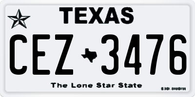 TX license plate CEZ3476