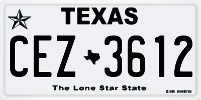 TX license plate CEZ3612