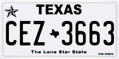 TX license plate CEZ3663