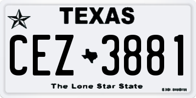 TX license plate CEZ3881