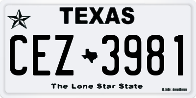 TX license plate CEZ3981