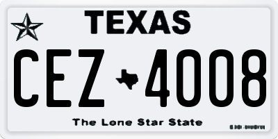 TX license plate CEZ4008