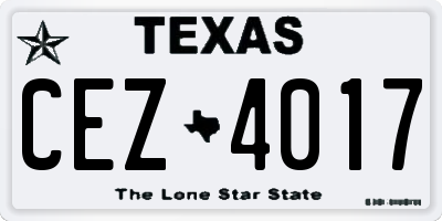 TX license plate CEZ4017