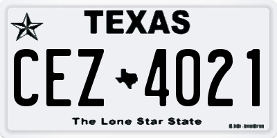 TX license plate CEZ4021