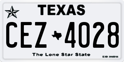 TX license plate CEZ4028