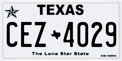 TX license plate CEZ4029