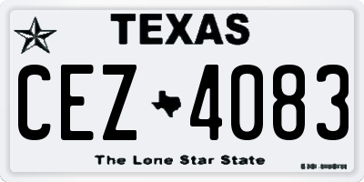 TX license plate CEZ4083