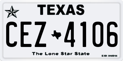 TX license plate CEZ4106
