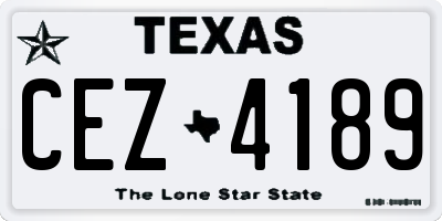TX license plate CEZ4189