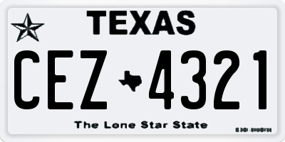 TX license plate CEZ4321