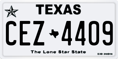 TX license plate CEZ4409