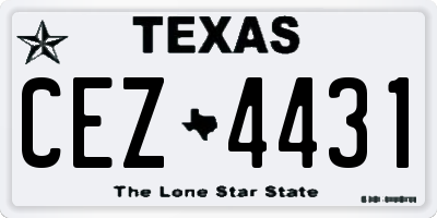 TX license plate CEZ4431