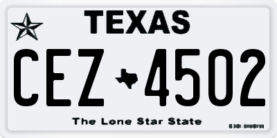 TX license plate CEZ4502