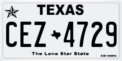 TX license plate CEZ4729