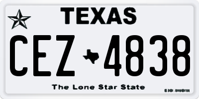 TX license plate CEZ4838