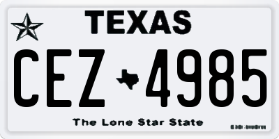 TX license plate CEZ4985