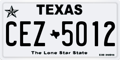 TX license plate CEZ5012