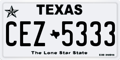 TX license plate CEZ5333