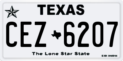 TX license plate CEZ6207